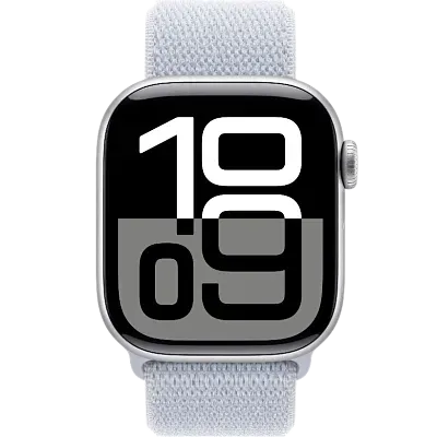 Apple Watch Series 10 42mm Aluminum Silver Case Blue Cloud Sport Loop